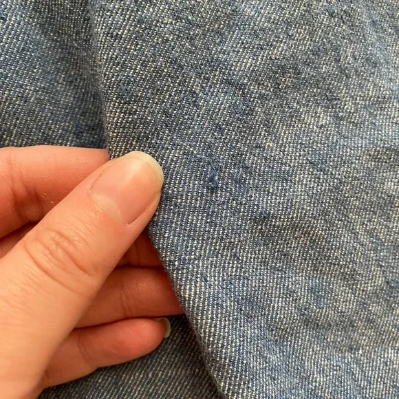 Free People Blue Chambray Ankle Crop Pants Linen Blend - Picture 12 of 12